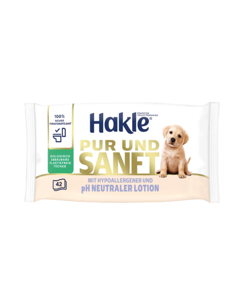 Hakle Feucht Pur und Sanft, Feuchte Toilettentuecher, mit hypoallergener und pHneutraler Lotion, biologisch abbaubar, Nachfuellung, 1 Stueck